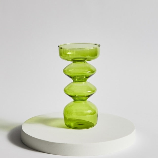 Modern Glass Candleholder-Lime | Stornfield