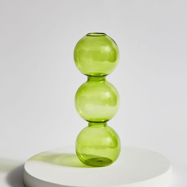Modern Glass Candleholder-Lime | Stornfield