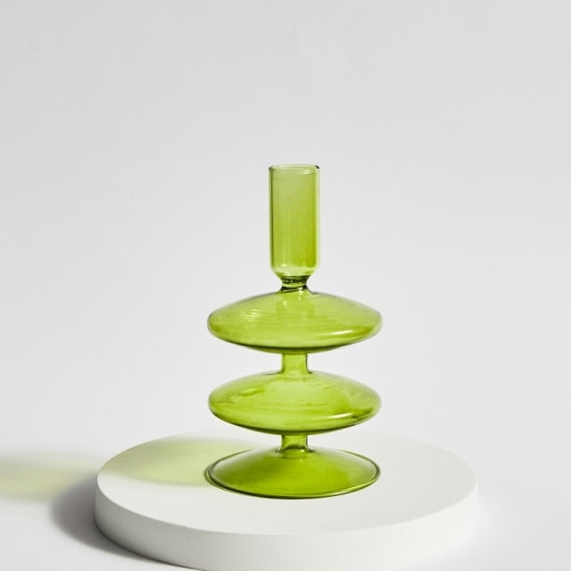 Modern Glass Candleholder-Lime | Stornfield