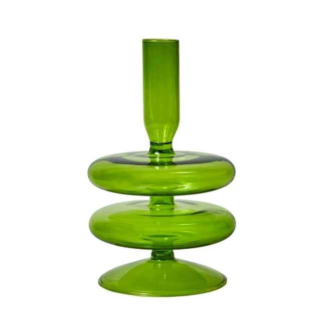 Modern Glass Candleholder-Lime | Stornfield