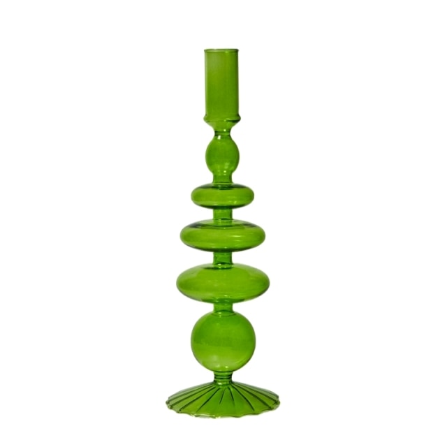 Modern Glass Candleholder-Lime | Stornfield