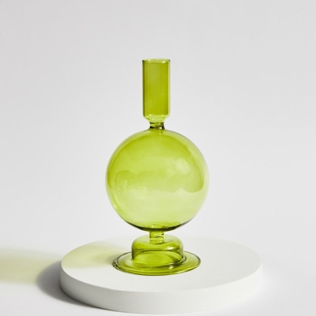 Modern Glass Candleholder-Lime | Stornfield
