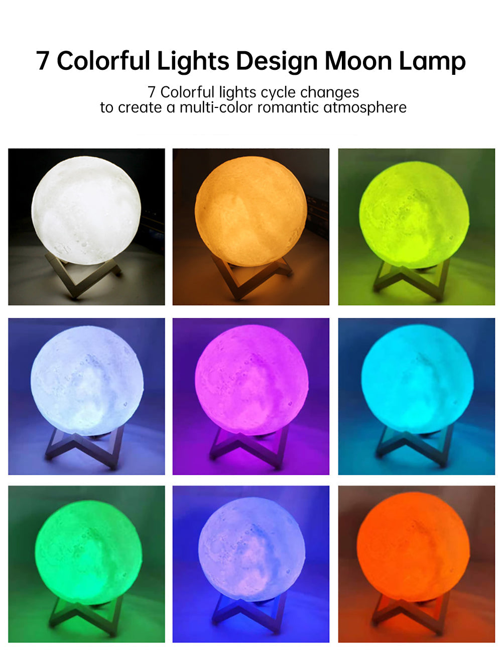 3D Light Touch Switch RechargeaStornfielde Moon Night Lamp | Stornfield