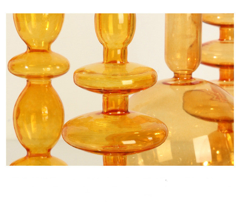 Modern Glass Candle Holders - Orange | Stornfield