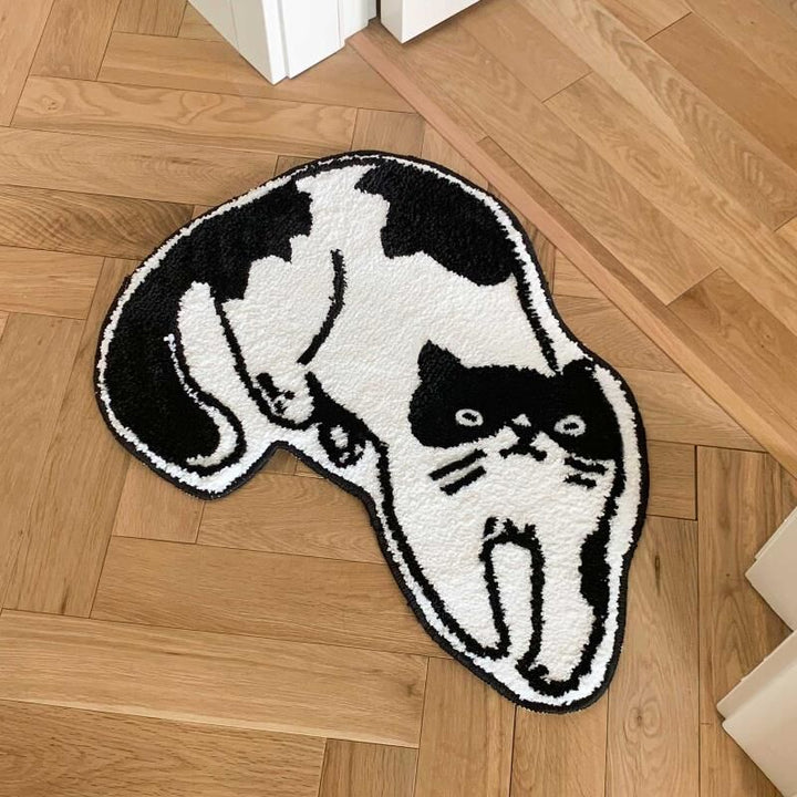 Black and white cat bath mat | Stornfield