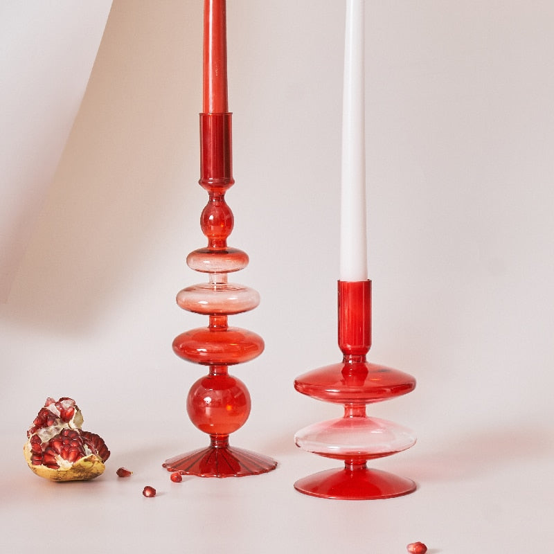 Stornfield | Cherry Red Glass Candle Holders and Vases