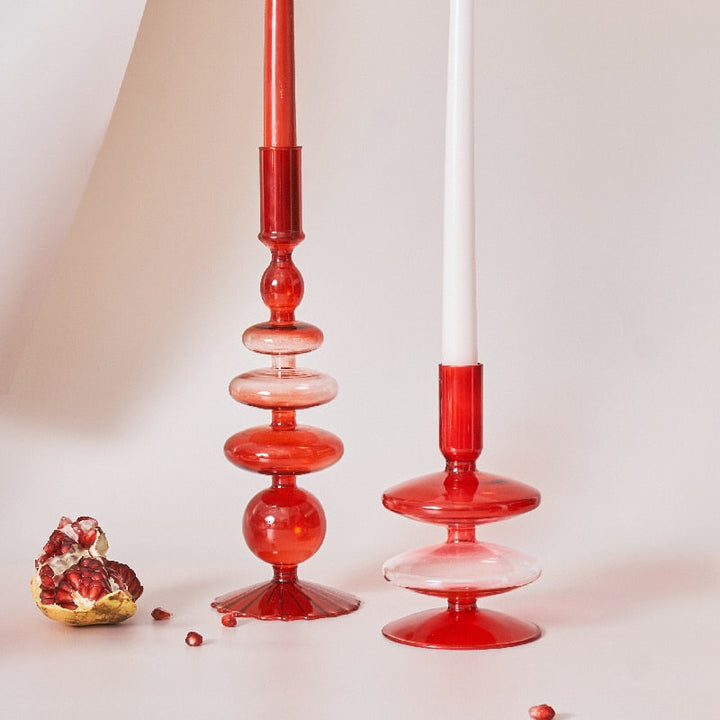 Stornfield | Cherry Red Glass Candle Holders and Vases