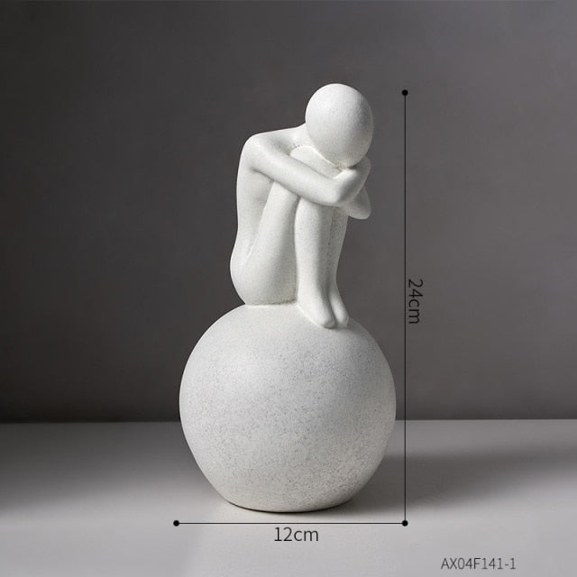 Nordic Abstract Thinker Resin Statue Sculpture | Stornfield
