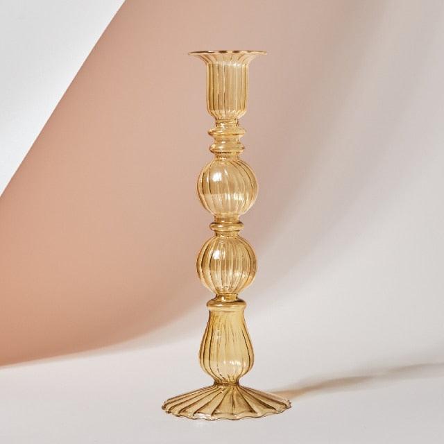 Stornfield | GlowCharm Bougeoir en Verre Pastel | Supports de Bougie Décoratifs | Décor de Table Élegant