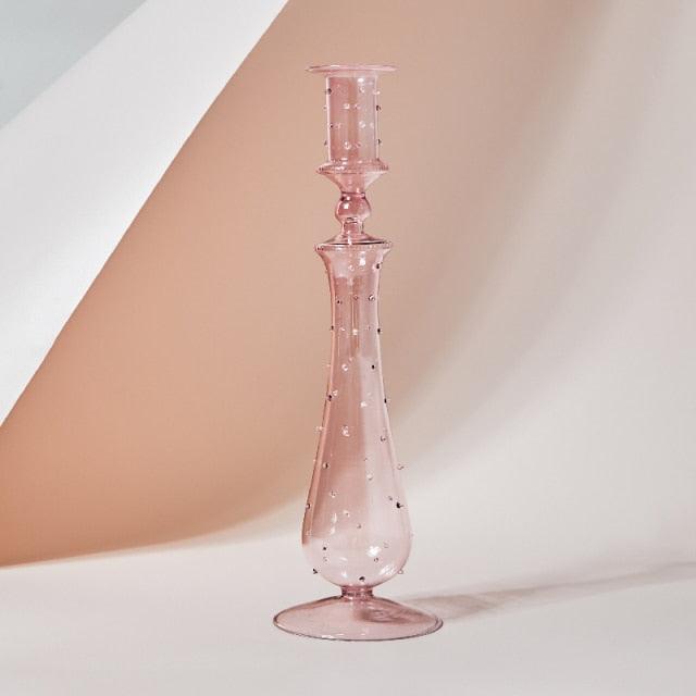 Stornfield | GlowCharm Bougeoir en Verre Pastel | Supports de Bougie Décoratifs | Décor de Table Élegant