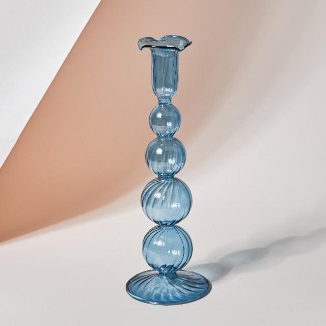 Stornfield | GlowCharm Bougeoir en Verre Pastel | Supports de Bougie Décoratifs | Décor de Table Élegant