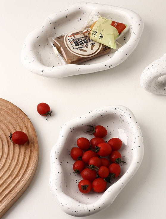 Stornfield | Chromed ceramic tray and bowl with cookies