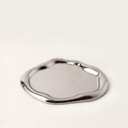 Stornfield | Chromed ceramic tray and bowl with cookies