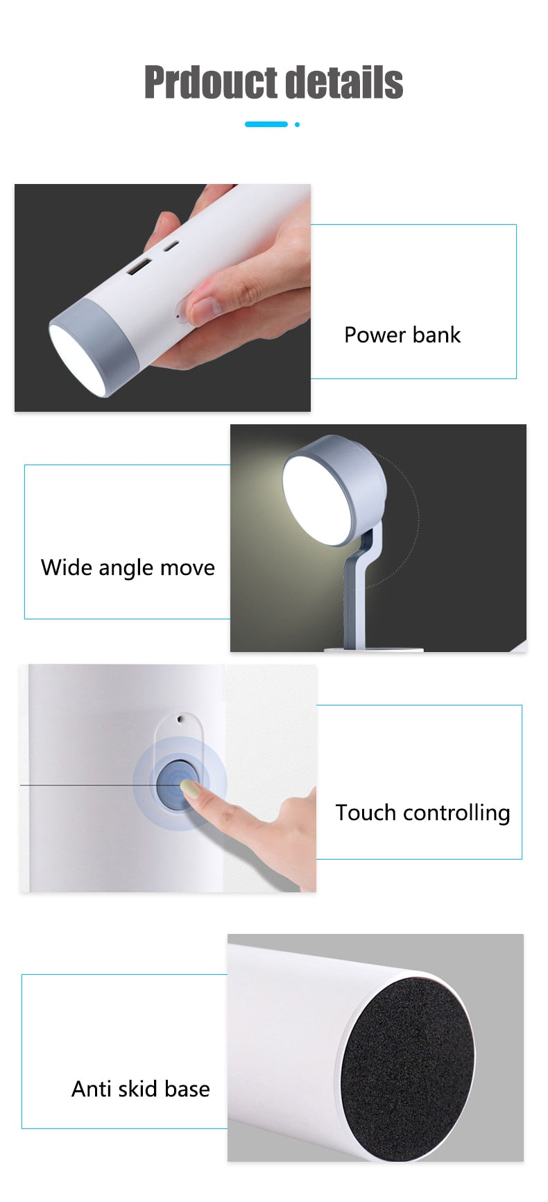 LED Mini RechargeaStonrfielde Power Bank Desk Lamp | Stonrfield