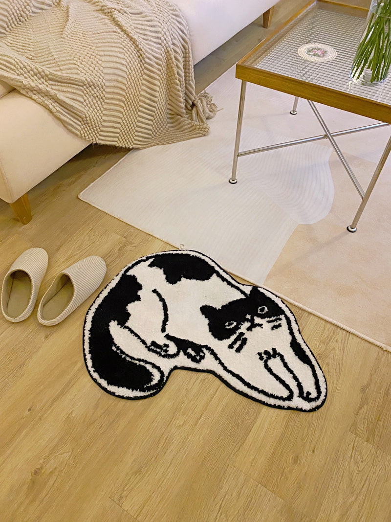 Black and white cat bath mat | Stornfield