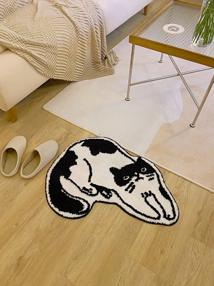 Black and white cat bath mat | Stornfield