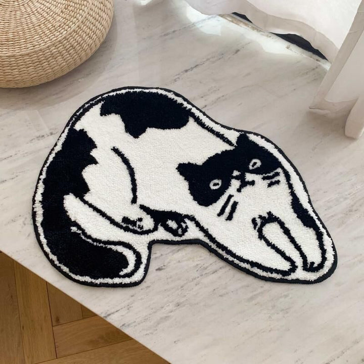 Black and white cat bath mat | Stornfield