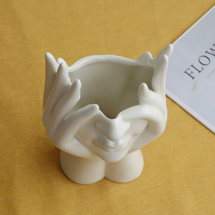 Ceramic Abstract  Human Face Flower Vase | Stornfield