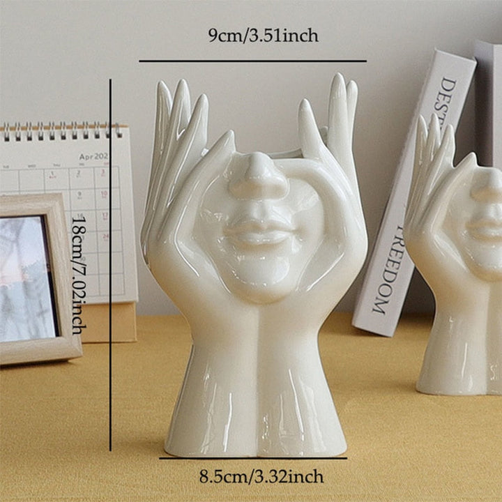 Ceramic Abstract  Human Face Flower Vase | Stornfield