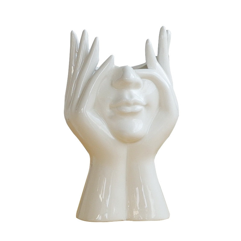 Ceramic Abstract  Human Face Flower Vase | Stornfield
