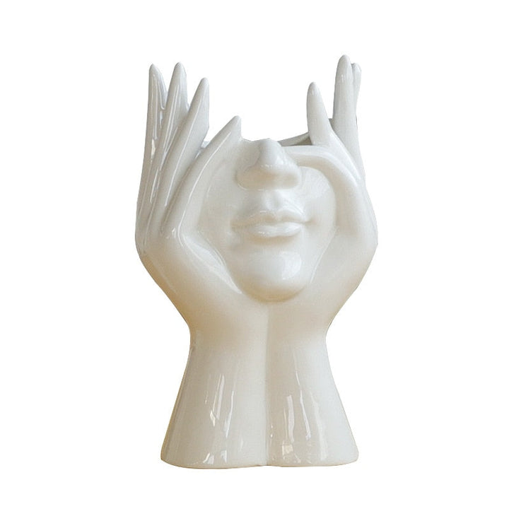 Ceramic Abstract  Human Face Flower Vase | Stornfield