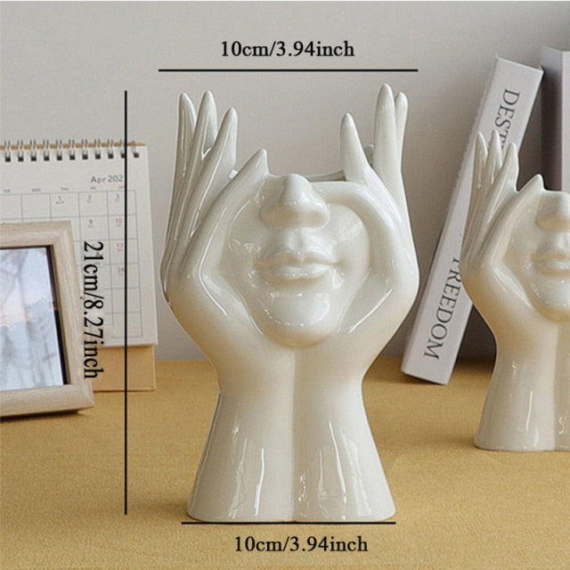 Ceramic Abstract  Human Face Flower Vase | Stornfield