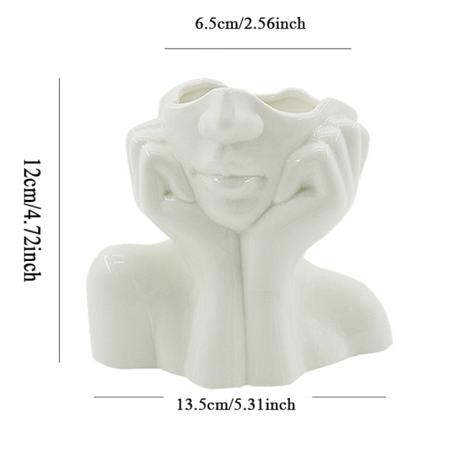 Ceramic Abstract  Human Face Flower Vase | Stornfield