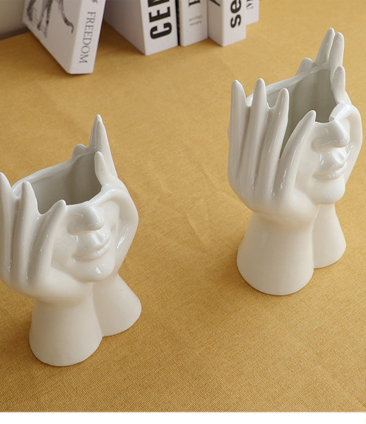 Ceramic Abstract  Human Face Flower Vase | Stornfield