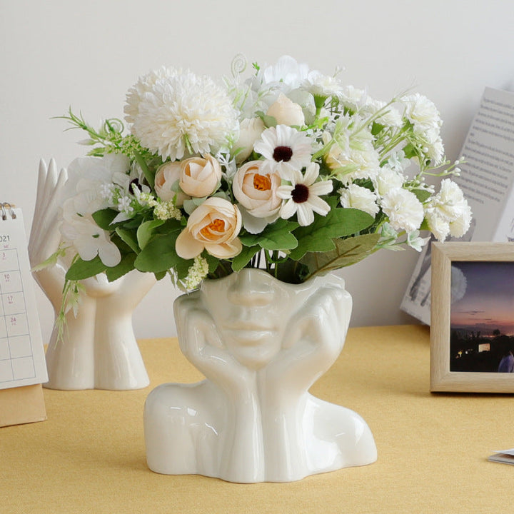 Ceramic Abstract  Human Face Flower Vase | Stornfield