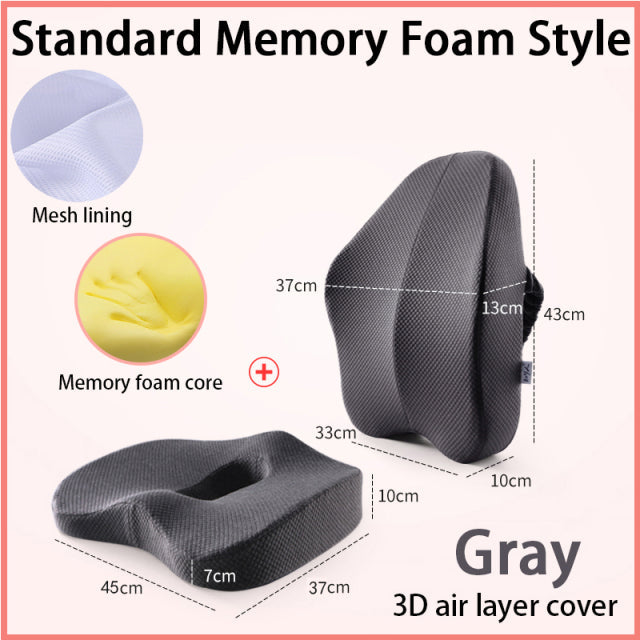 Office Chair Memory Foam Cushion Pillow Set | Stonrfield