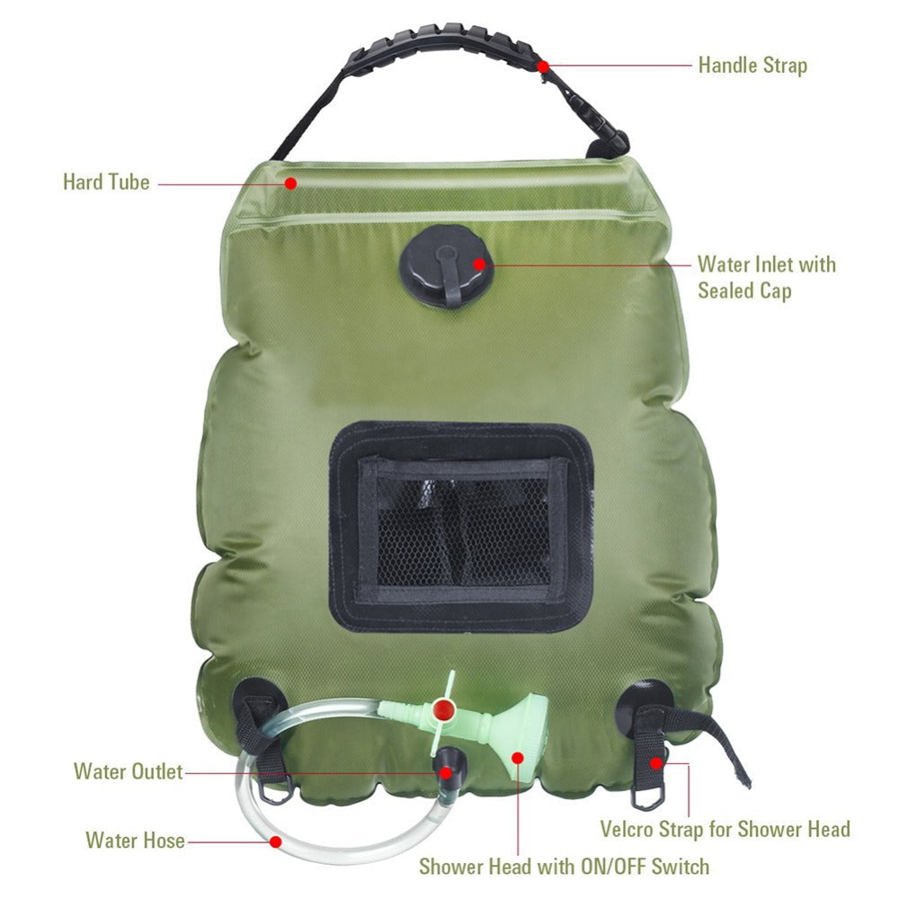 Soar-Powered Portable Travel Heated Shower Bag | Stornfield