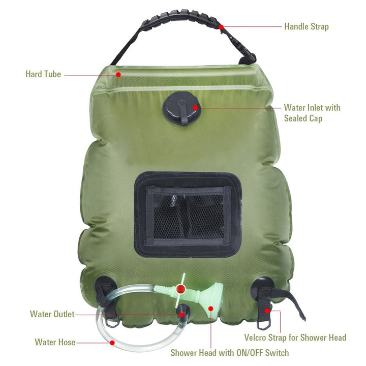 Soar-Powered Portable Travel Heated Shower Bag | Stornfield
