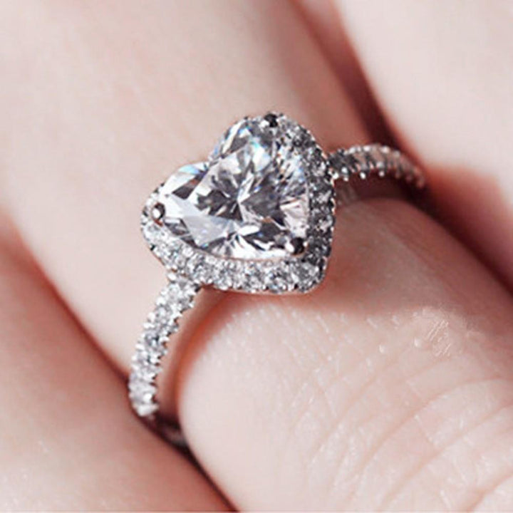 Silver Plated Crystal Love Heart Shaped Ring | Stornfield