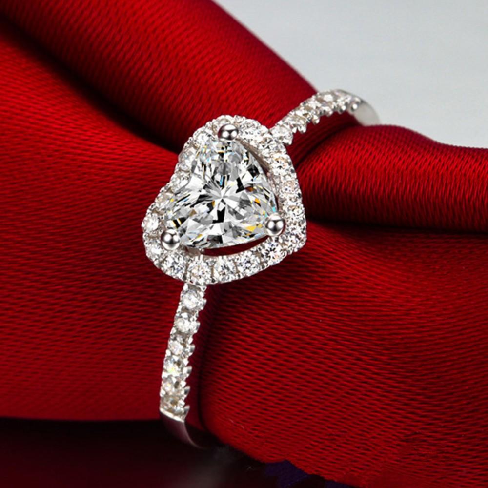 Silver Plated Crystal Love Heart Shaped Ring | Stornfield