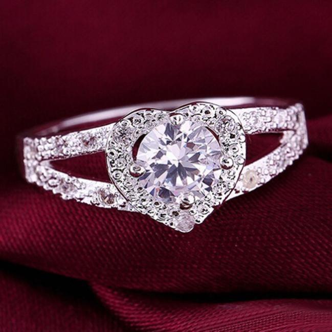Sterling Silver Crystal Heart Ring | Stornfield