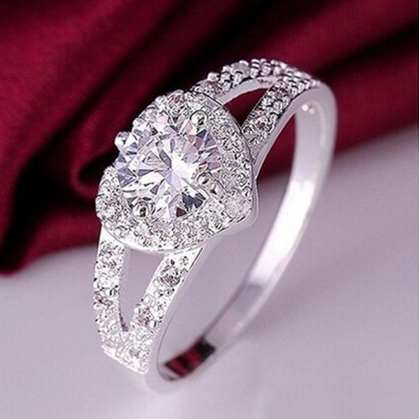 Sterling Silver Crystal Heart Ring | Stornfield
