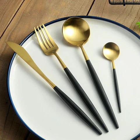 VédaTable 24-Piece Dinner Set – Modern Stainless Steel Elegance | Stornfield