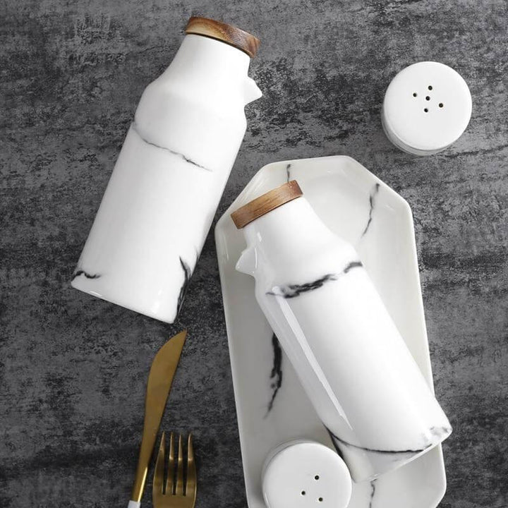 Ceramic Salt And Pepper Oil Bottle Set | Stonrfield