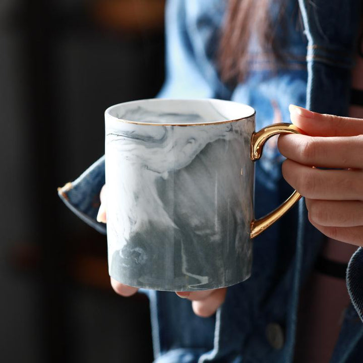 Gold-Rimmed Marble Coffee Mug | Stornfield