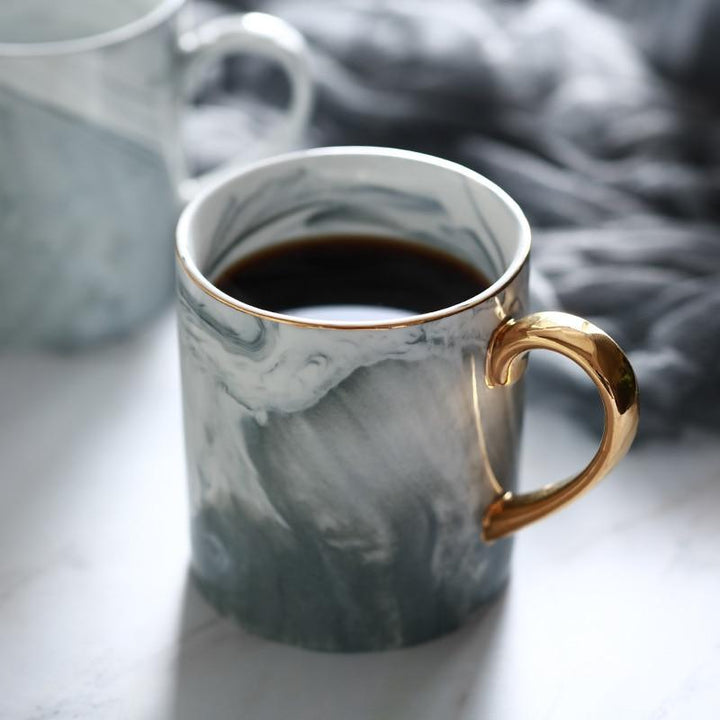 Gold-Rimmed Marble Coffee Mug | Stornfield