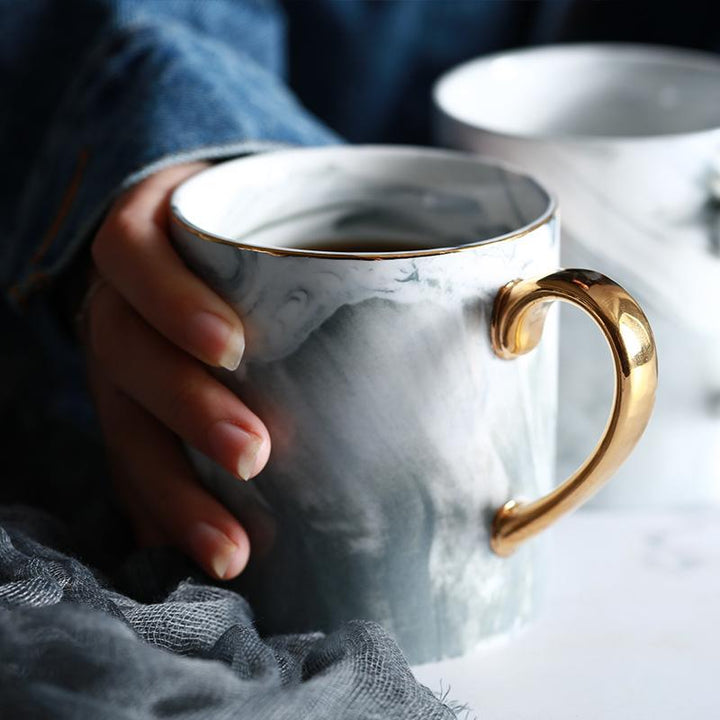 Gold-Rimmed Marble Coffee Mug | Stornfield