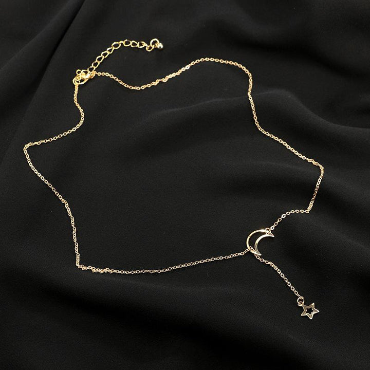 Moon & Star Hanging Drop Necklace | Stornfield