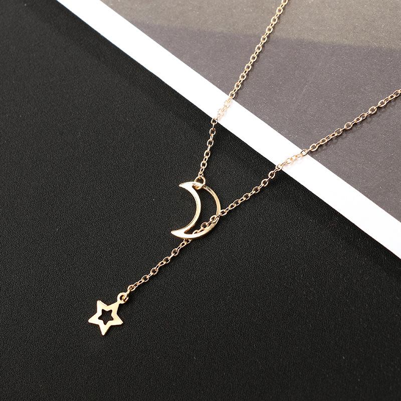 Moon & Star Hanging Drop Necklace | Stornfield