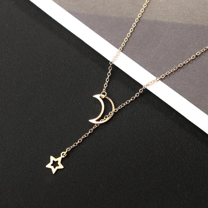 Moon & Star Hanging Drop Necklace | Stornfield