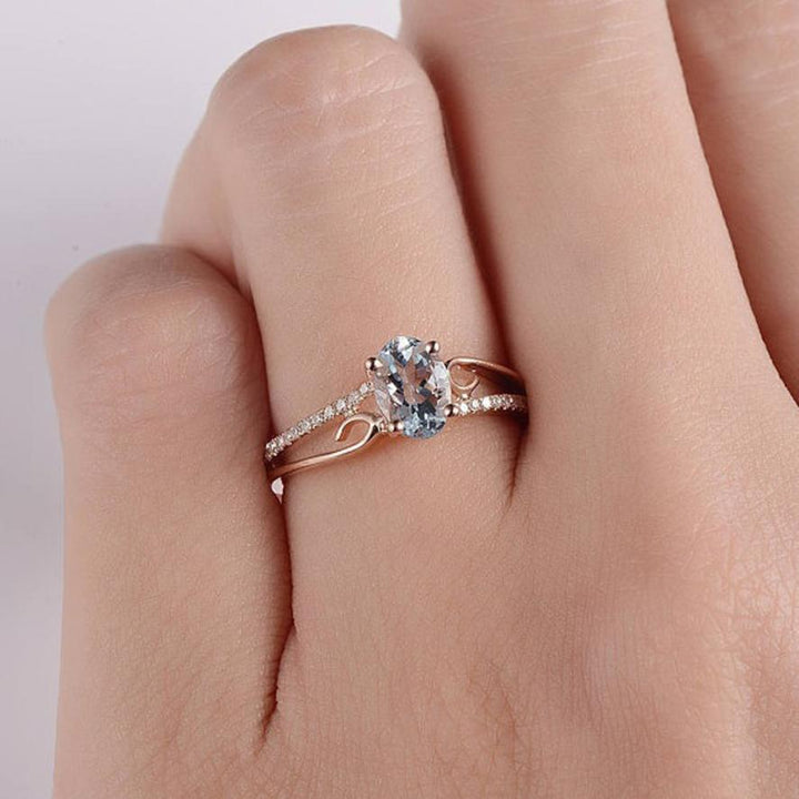 Oval Cut Rose Gold Double to Single Band Ring | Stornfield