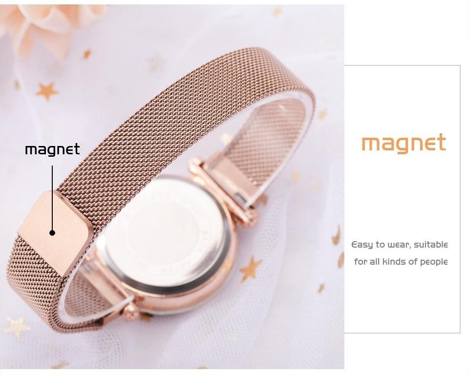 Stornfield | Fashionable Unique Mesh Magnet Buckle Exotic Starry Diamond Designer Luxury Ladies  Women Watch