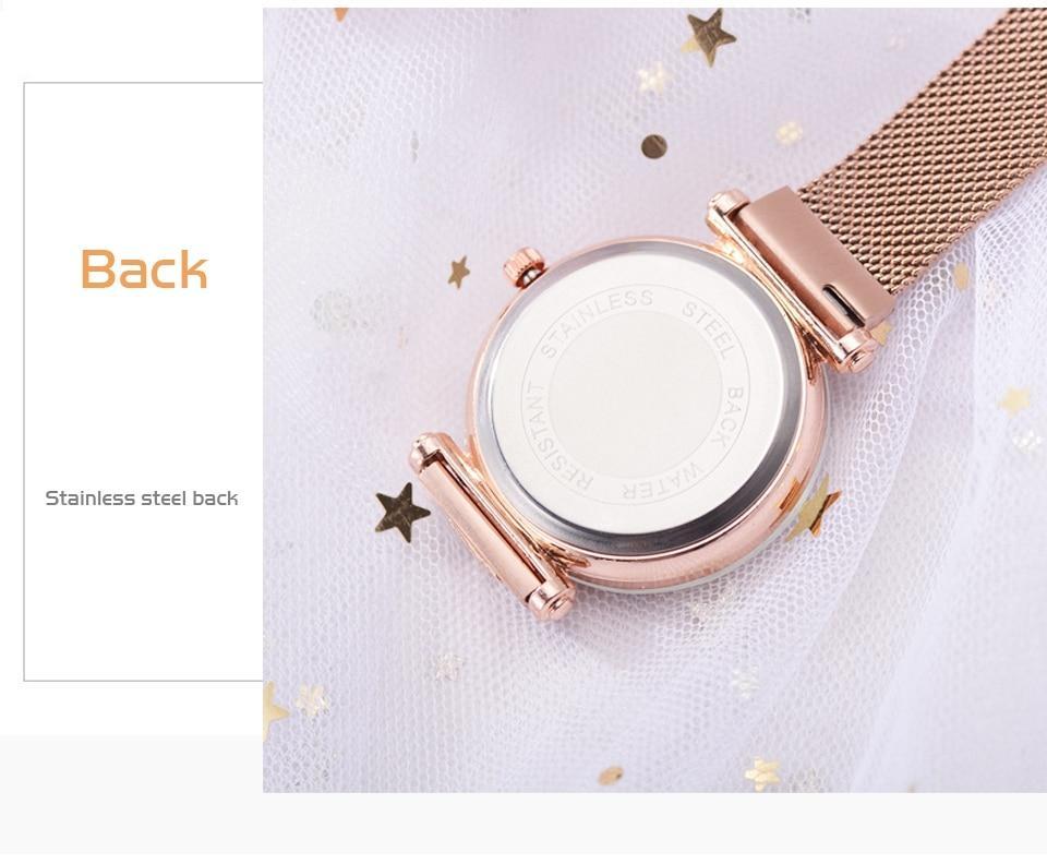 Stornfield | Fashionable Unique Mesh Magnet Buckle Exotic Starry Diamond Designer Luxury Ladies  Women Watch