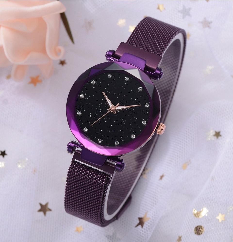 Stornfield | Fashionable Unique Mesh Magnet Buckle Exotic Starry Diamond Designer Luxury Ladies  Women Watch