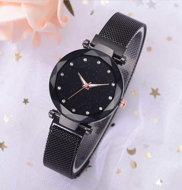 Stornfield | Fashionable Unique Mesh Magnet Buckle Exotic Starry Diamond Designer Luxury Ladies  Women Watch