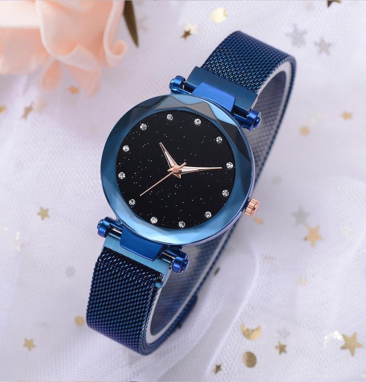 Stornfield | Fashionable Unique Mesh Magnet Buckle Exotic Starry Diamond Designer Luxury Ladies  Women Watch
